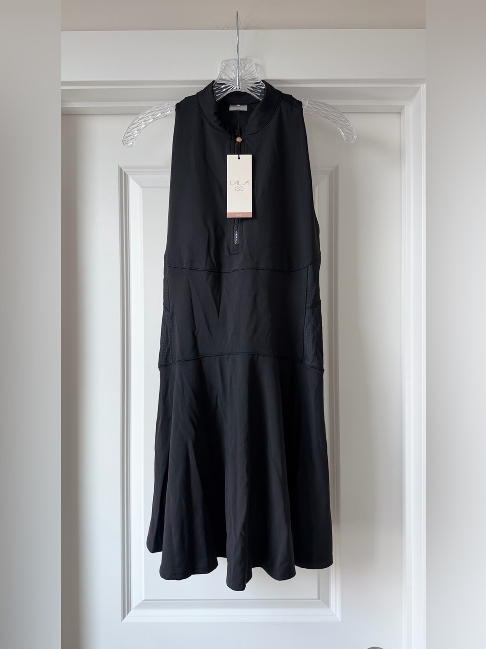 CALIA by Carrie Underwood Black Zip-Front Athletic Midi Dress